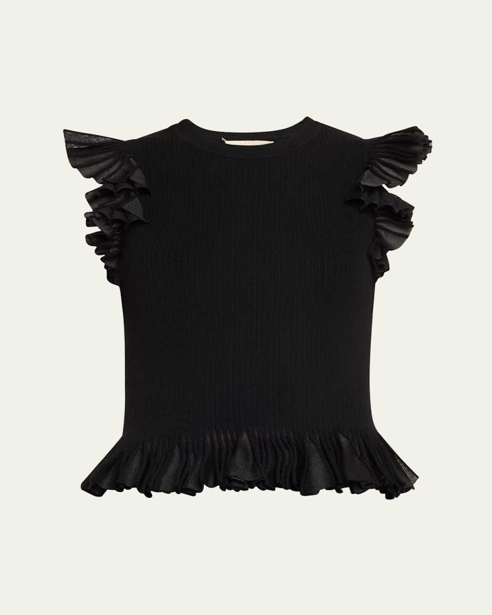 Leila Ribbed Ruffle Top